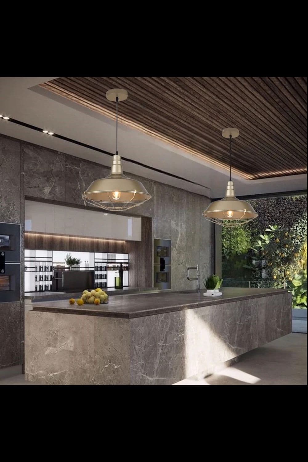 'Solen' Champagne Gold Extra Large Metal Cage Pendant Light