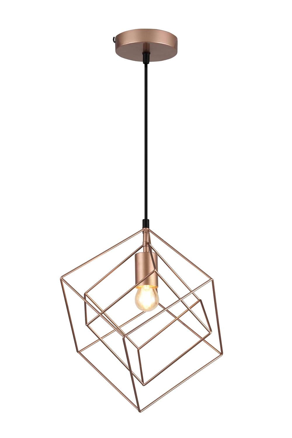 'Rosa' Rose Gold Square Cube Metal Pendant Ceiling Light