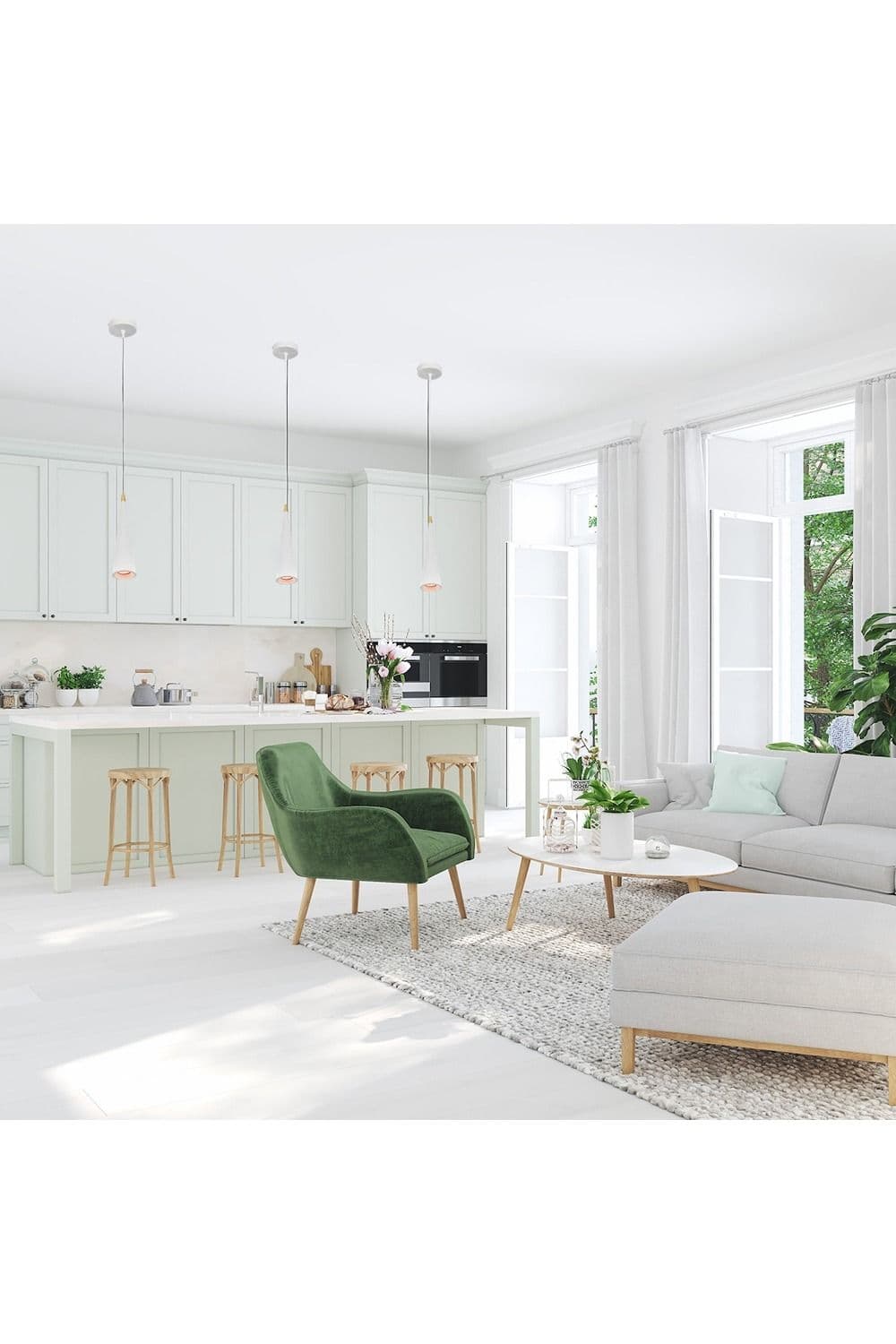 Evi White and Gold Cone Metal Pendant Ceiling Light Adjustable White Cord