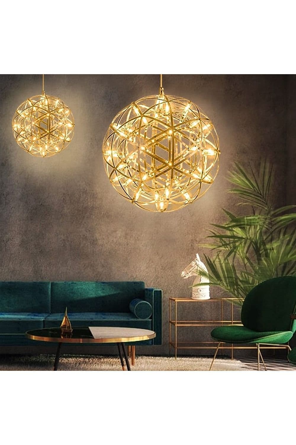 'Fawkes' 80cm XXL Large Gold Firework / Starburst LED Pendant Light Chandelier