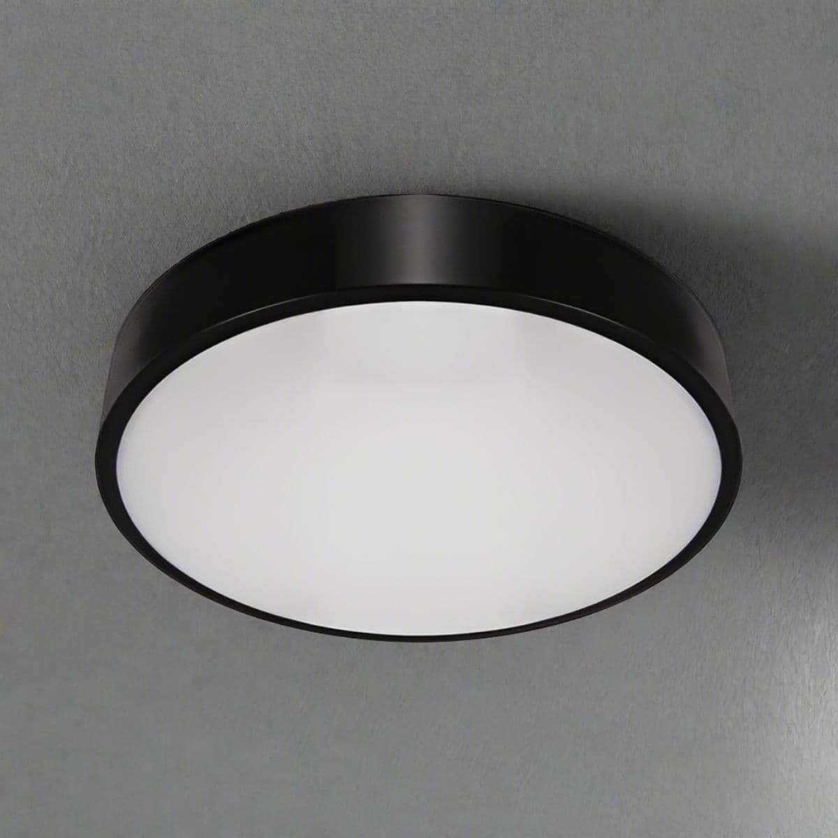 'Luna' Black Round Ceiling Wall Light Surface Mount 16W
