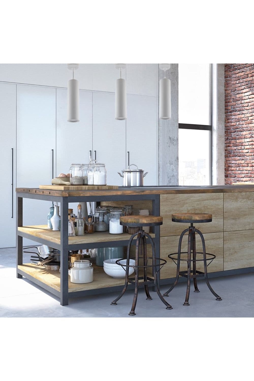 'Elle' White Adjustable Pendant Light