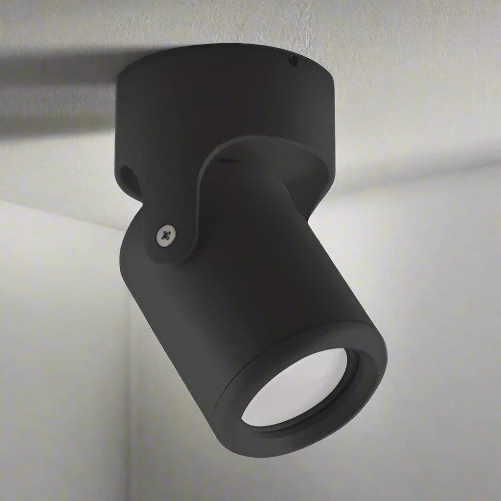 'Fran' Black GU10 Ceiling Wall Spot Light With Adjustable Head