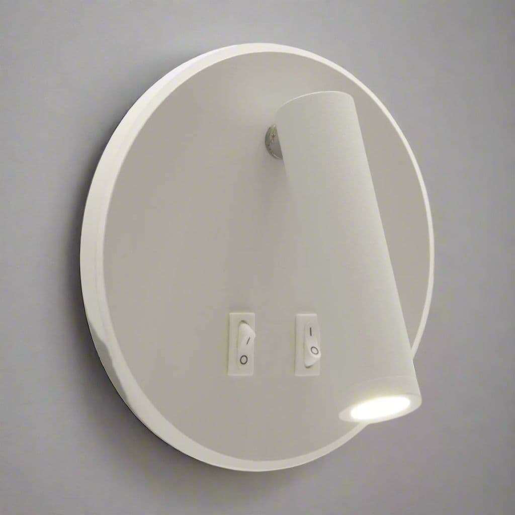 'Jones' White Round LED Wall Light With LED Halo Edge