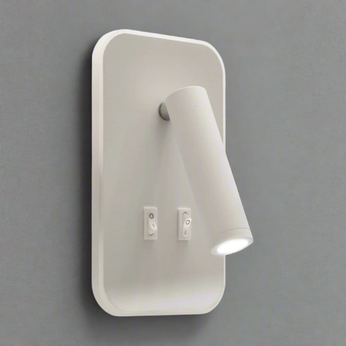 'Jones' White Rectangular LED Wall Light With LED Halo Edge