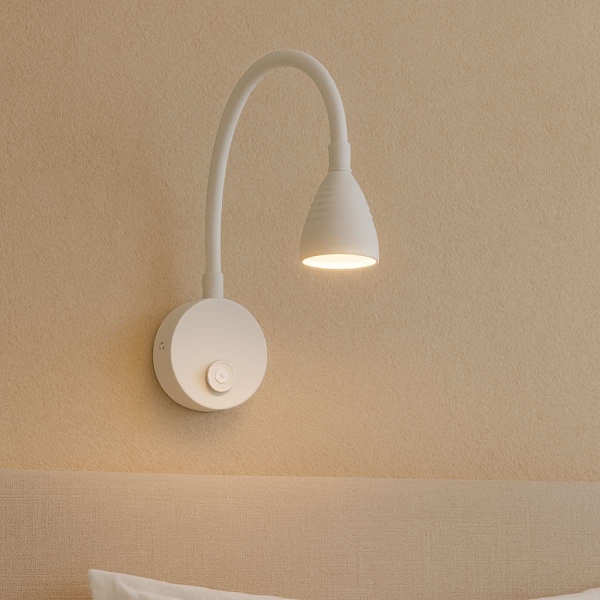 'Stoney' LED White Flexible Wall Light Bedside Table Reading Light