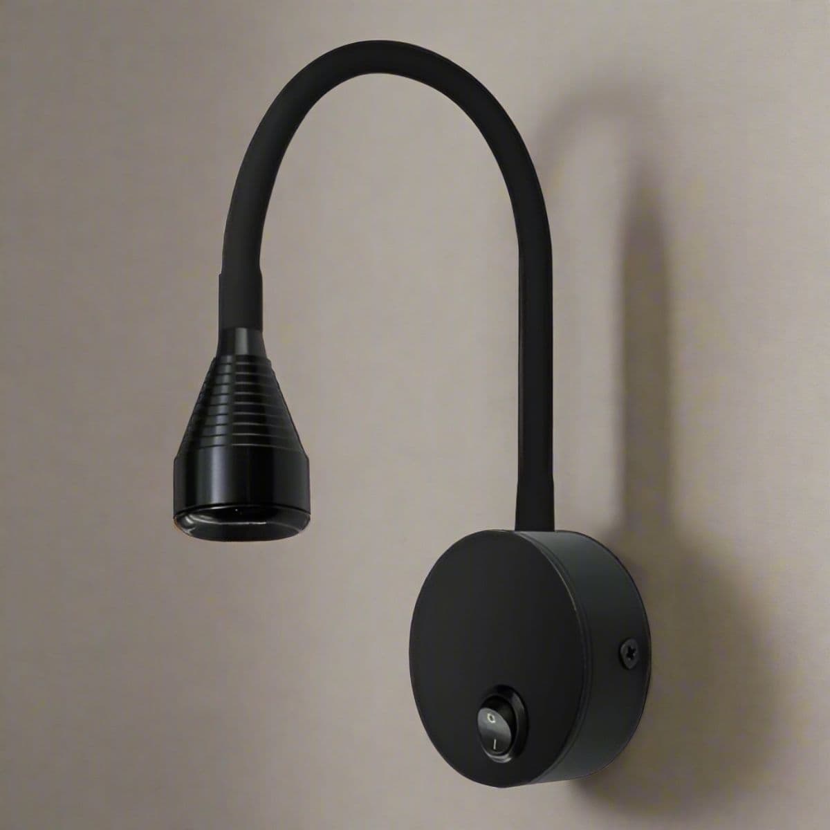 'Stoney' LED Black Flexible Wall Light Bedside Table Reading Light