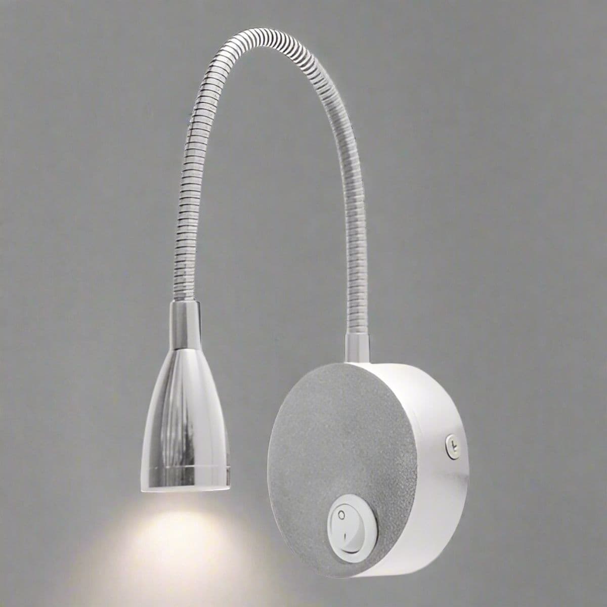 'Stoney'  LED Chrome Flexible Wall Light Bedside Table Reading Light