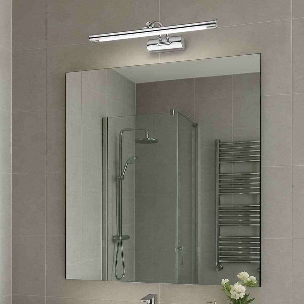 'Mills' Chrome IP44 Bathroom Over Mirror Wall Light With Switch