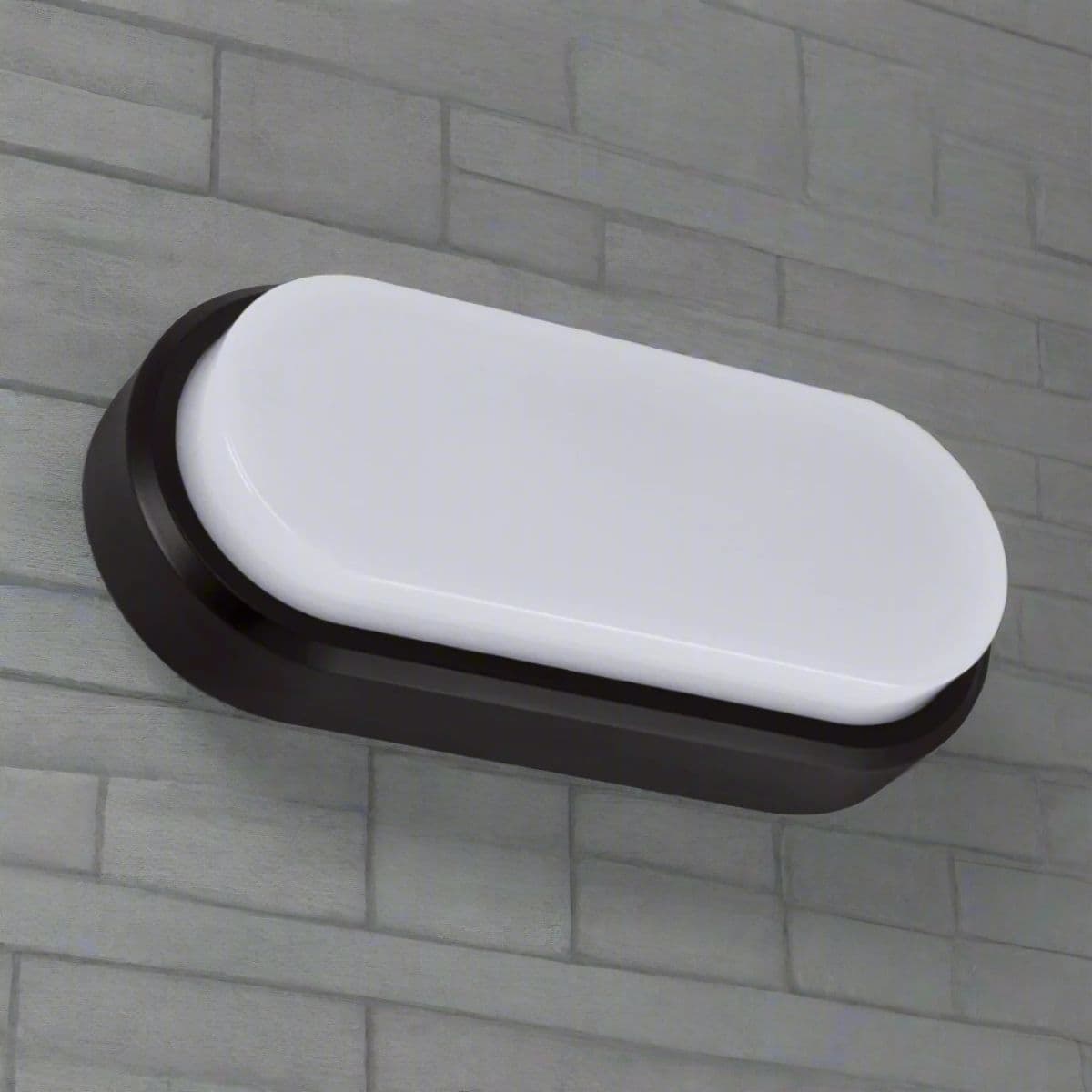 'Sonny' Black Opal Oval Outdoor Wall Light Bulkhead 18W