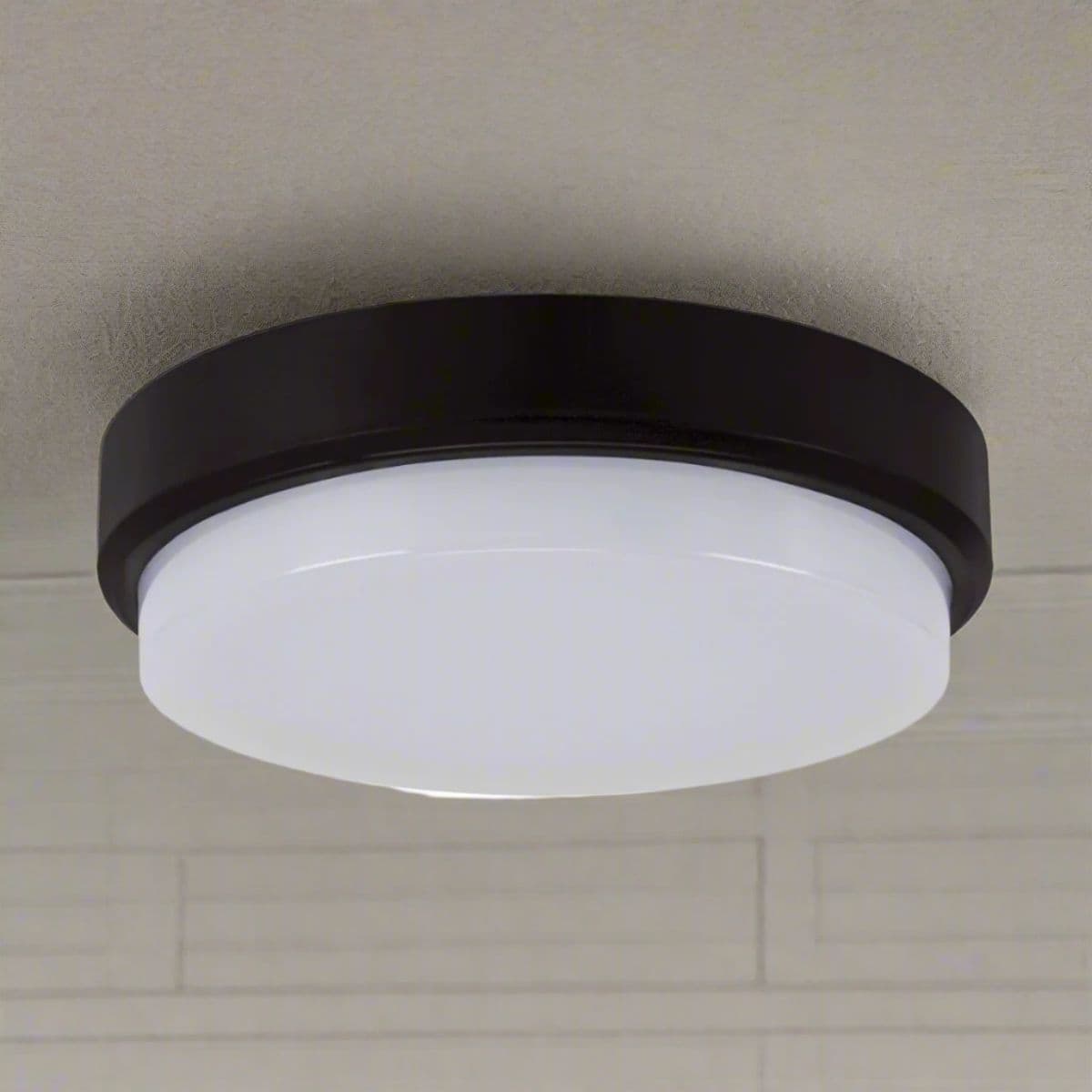 'Kiki' Black Opal Round Outdoor Wall Light Bulkhead 12W