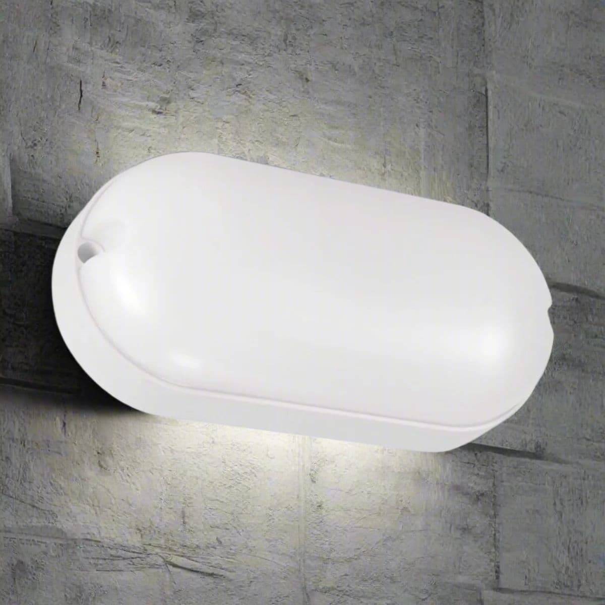 'Leah' White Opal Oval Outdoor Bulkhead 9W