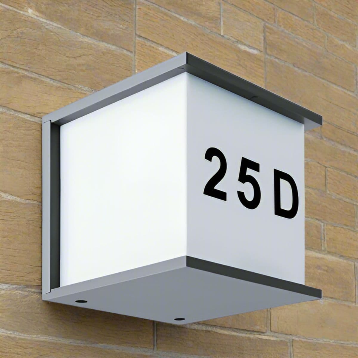 'June' Grey Outdoor Cube Wall Light With House Number IP54