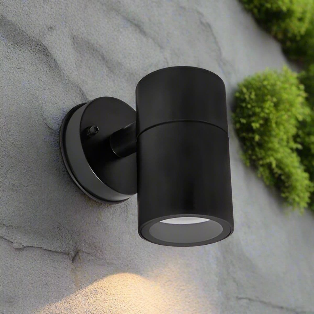 'Topaz'  Black GU10 Outdoor Down Wall Light Polycarbonate IP54