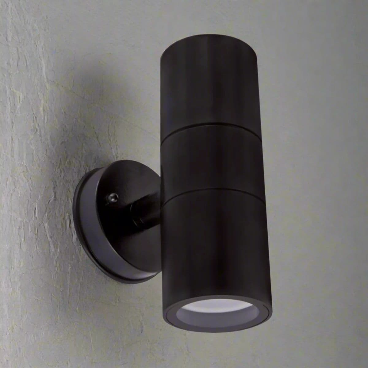 'Topaz' Black GU10 Outdoor Up And Down Wall Light Polycarbonate IP54