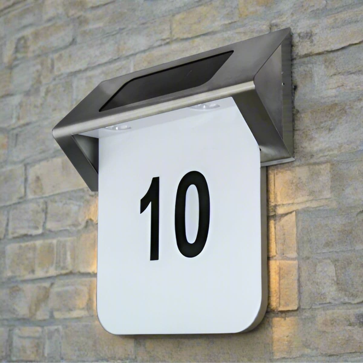 'Juni' Stainless Steel Solar Outdoor LED Wall Light With House Number