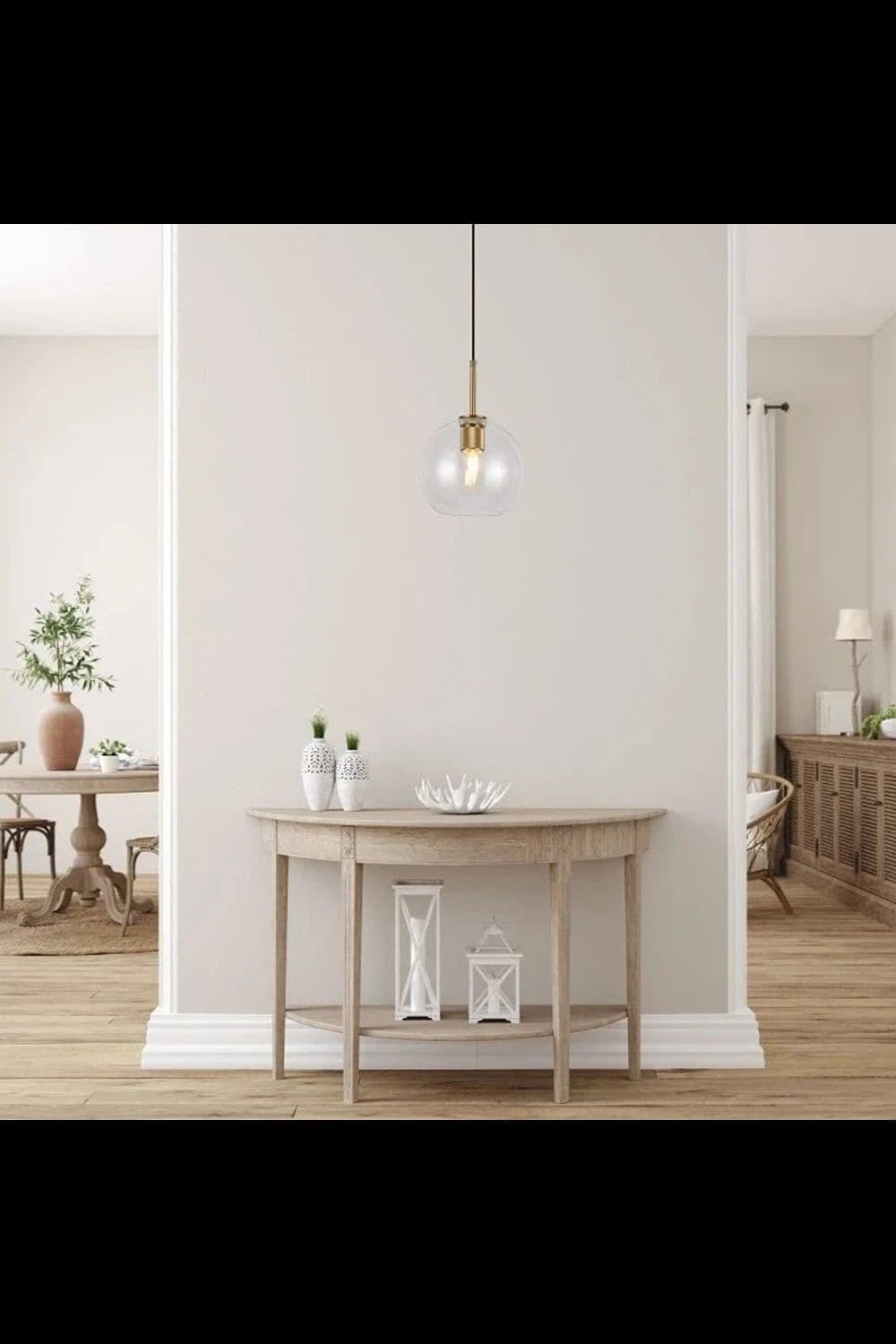 'Cree' Gold Glass Globe Ceiling Pendant Light Adjustable Height