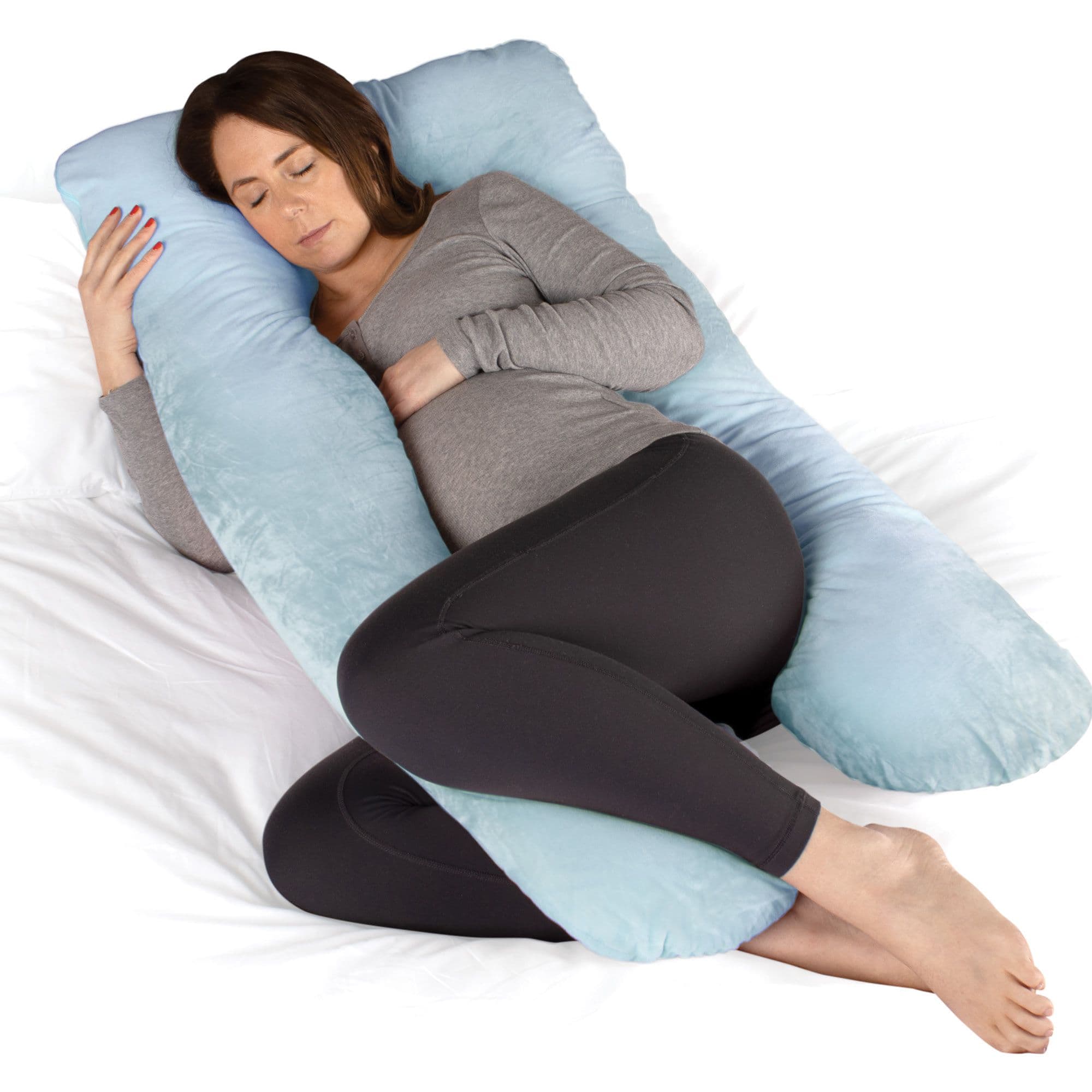 Pregnancy Pillow U Shaped Shredded Memory Foam Maternity Pillow Machine Washable & Removable Velvet Cover