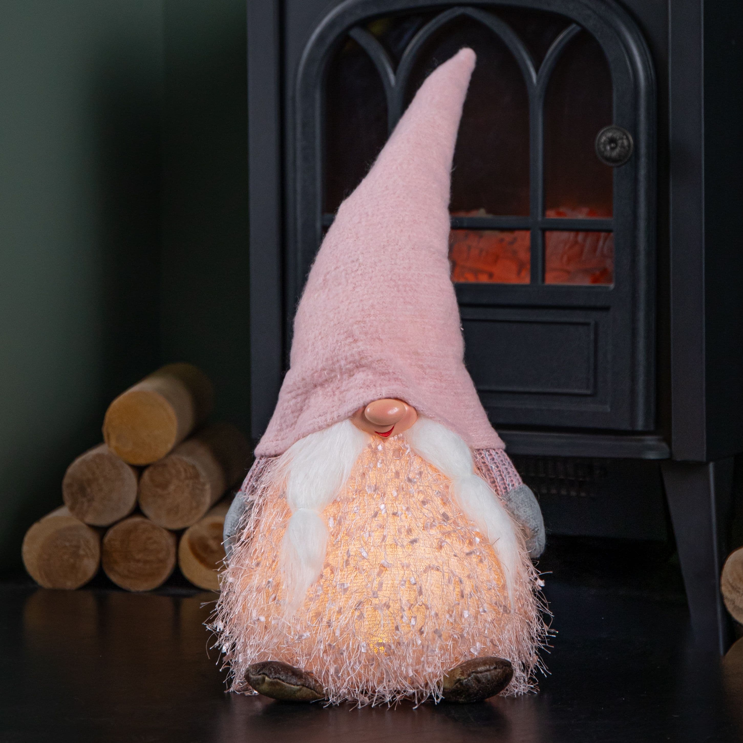 Premier 30cm Christmas Female Gonk with LED Light - Pink Hat