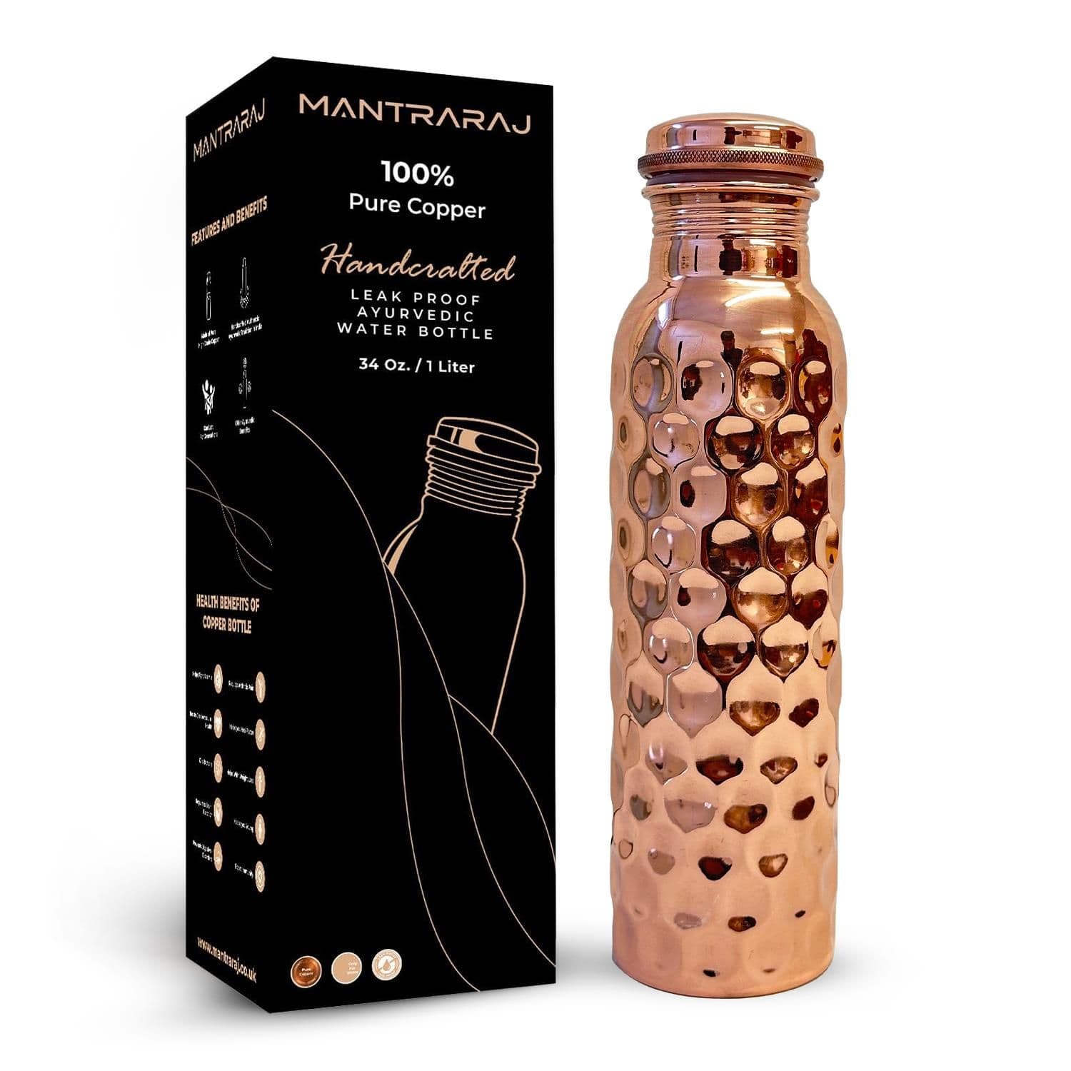 Pure Water Bottle 1 Liter Leak Proof Ayurvedic Vessel Sports Water Bottle
