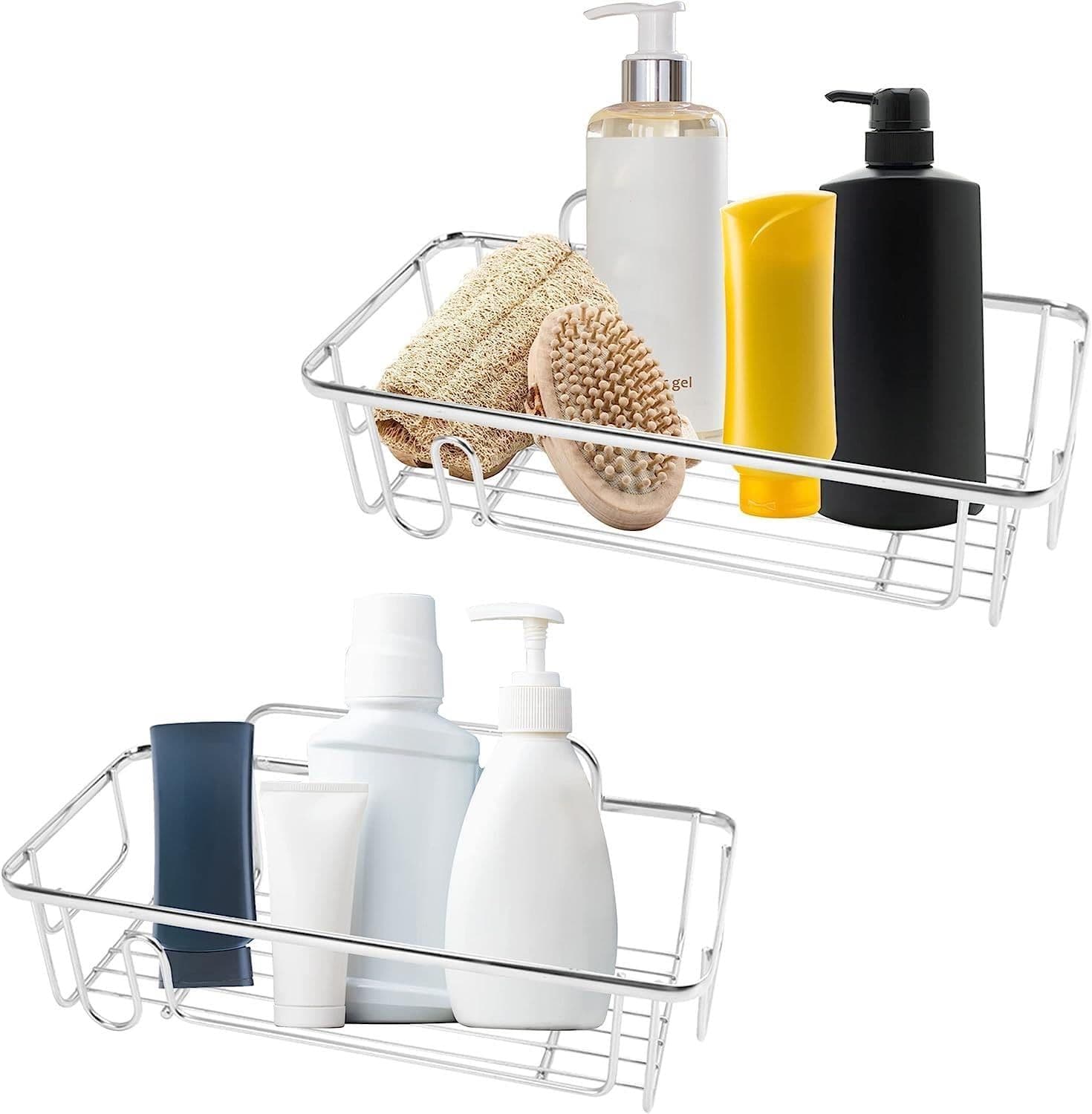 Flat Wall Shower Caddy Pack 2 Caddy Organiser Large Small