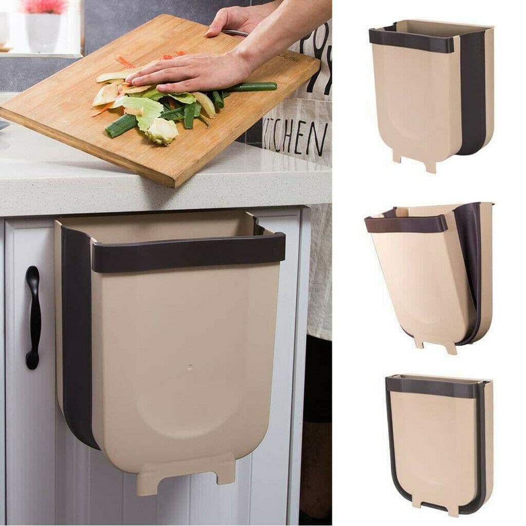 Hanging Trash Can Folded Collapsible Trash Bin Compact Garbage Can Wall Mounted Waste Bin