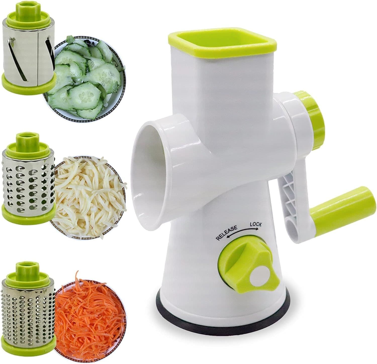 Rotary Cheese Grater Vegetable Slicer Three Grater Drums Hand Grater