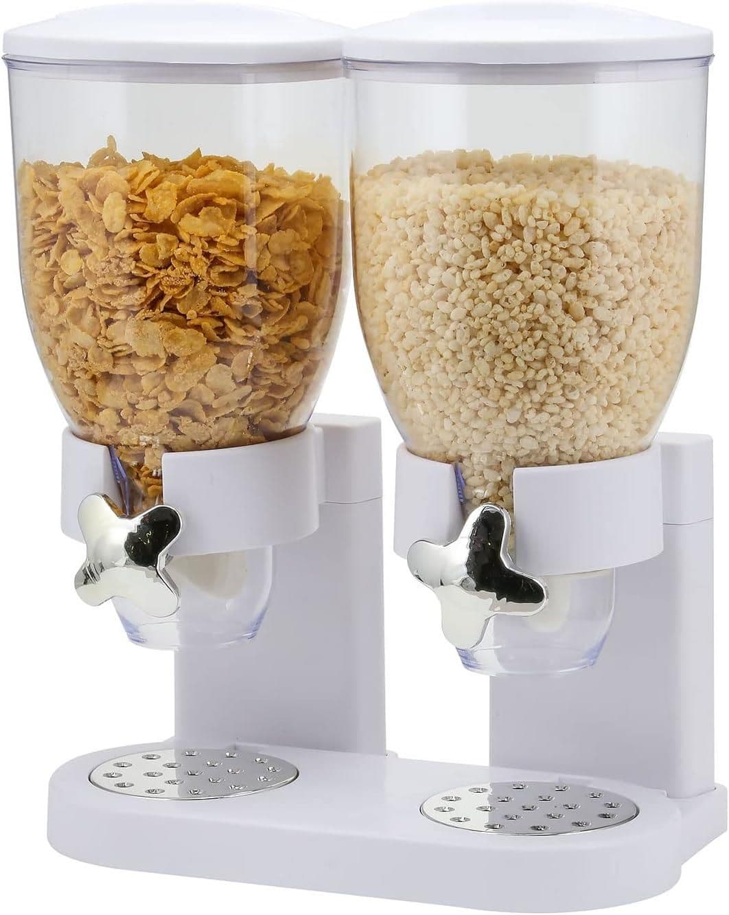 Double Cereal Dispenser Classic Dry Food Canister Dry Food Kitchen Storage Dispenser