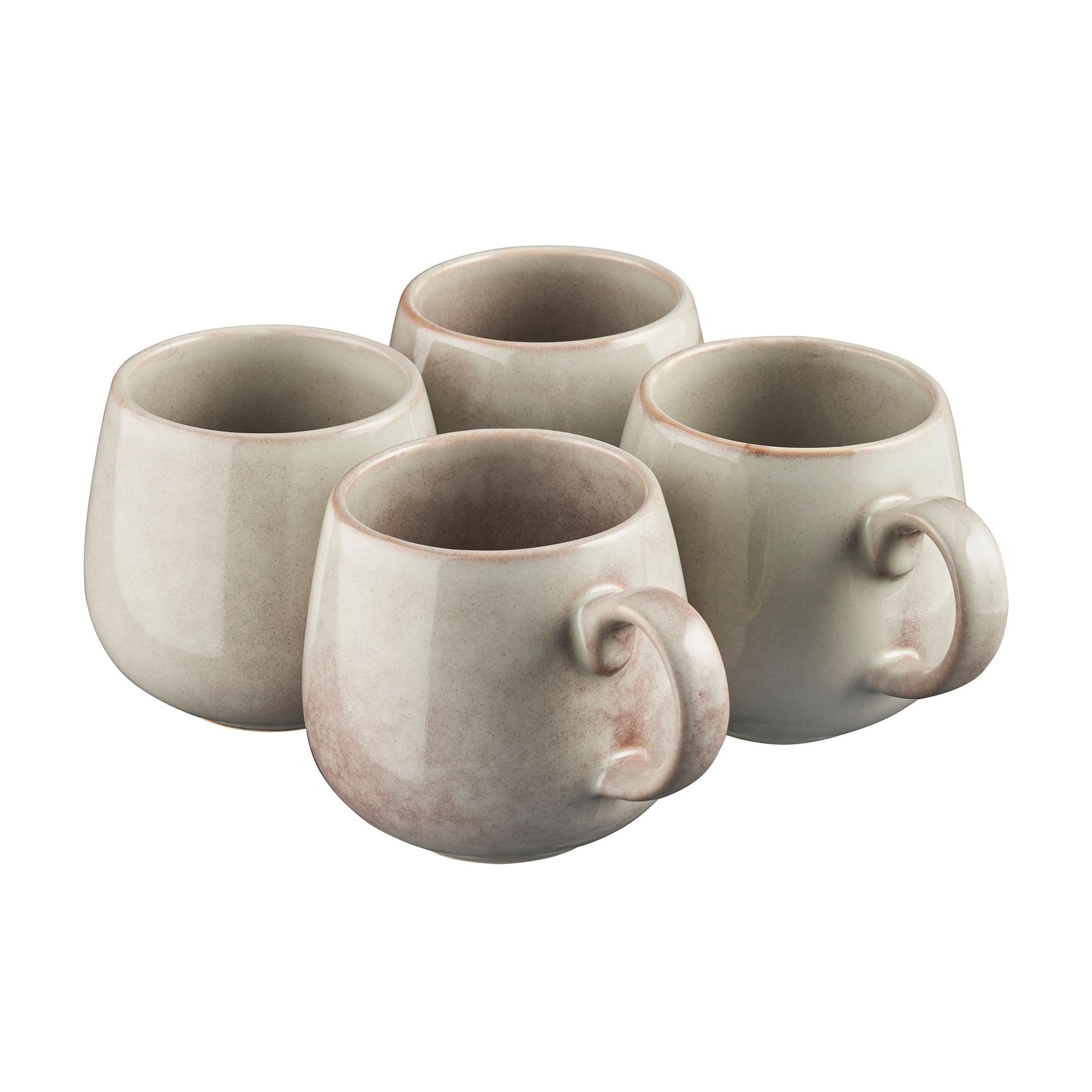 Nordic Stoneware Mugs 350ml Reactive Glaze Grey Set of 4