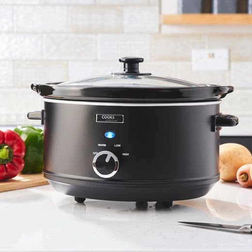 Black Stainless Steel Slow Cooker Removable Ceramic Pot Bowl Keep Warm 3.5L