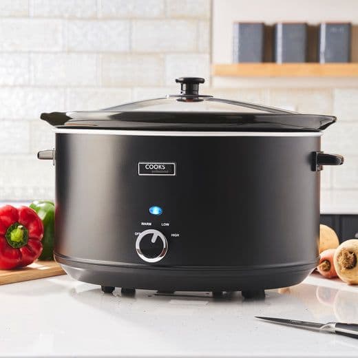Black Stainless Steel Slow Cooker Removable Ceramic Pot Bowl Keep Warm 8L
