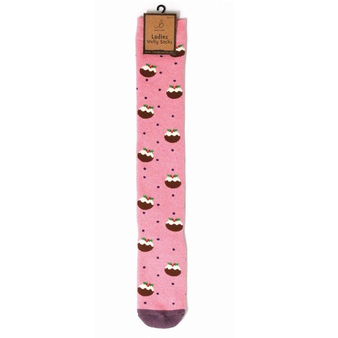 Welly Socks Christmas Pudding Print