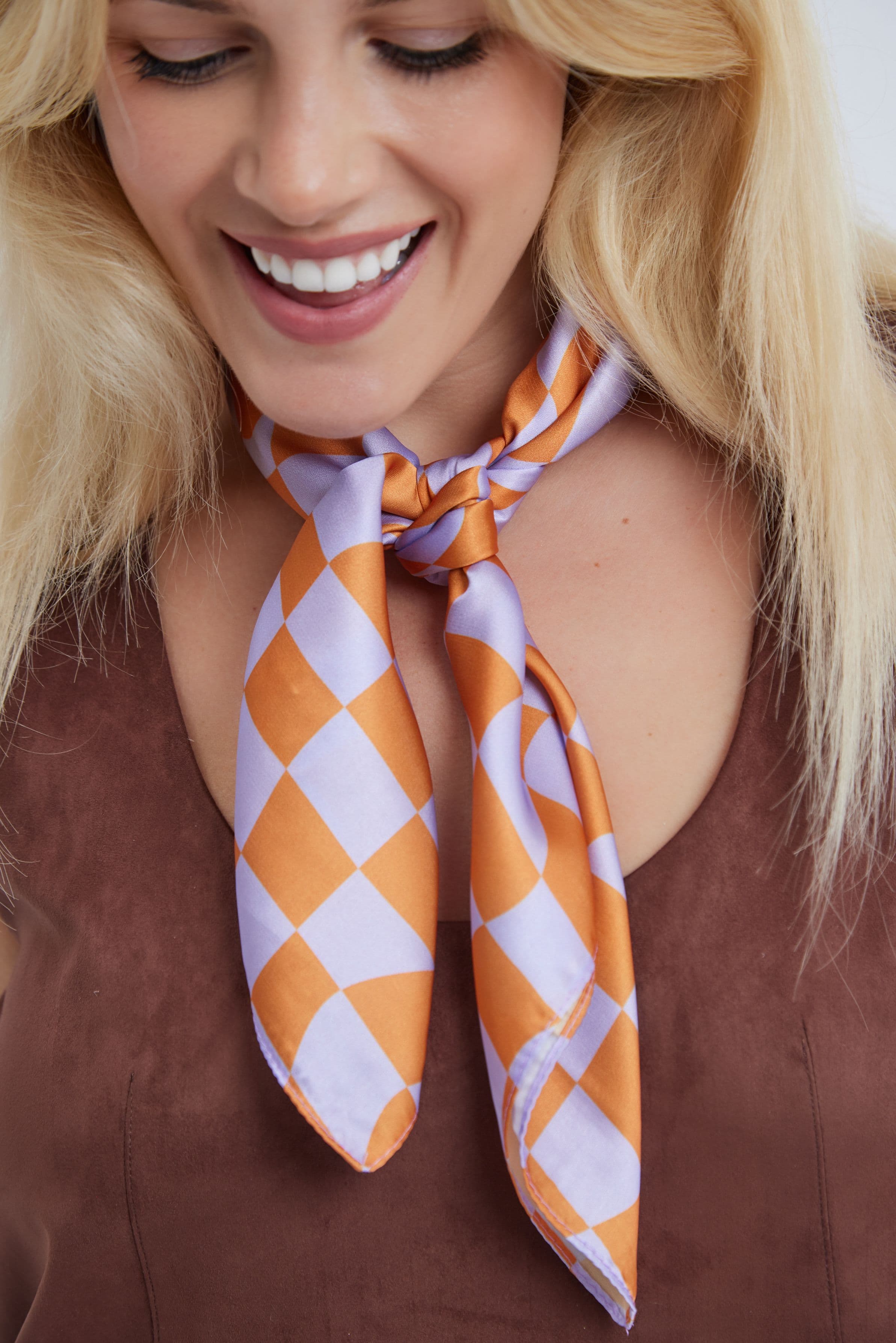 Multiway Wavy Checker Neck Tie Head Scarf