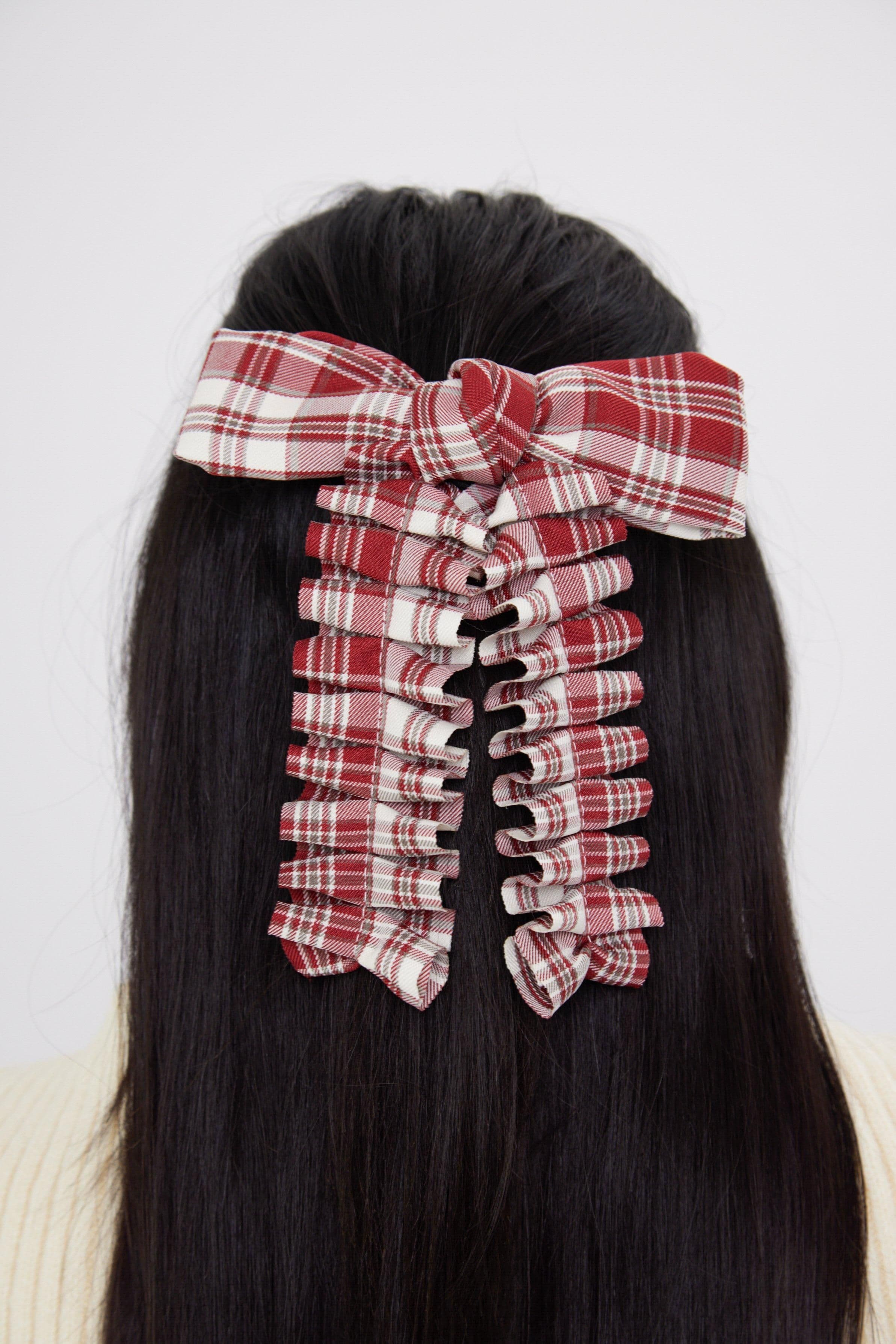 Ruched Check Bow
