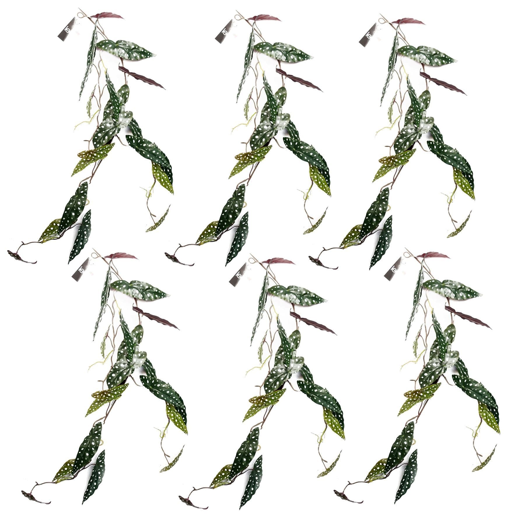 6 x 110cm Artificial Hanging Trailing Begonia Maculata Spotted Plant