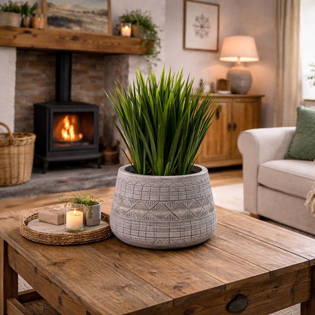 Large Composite Embossed Planter