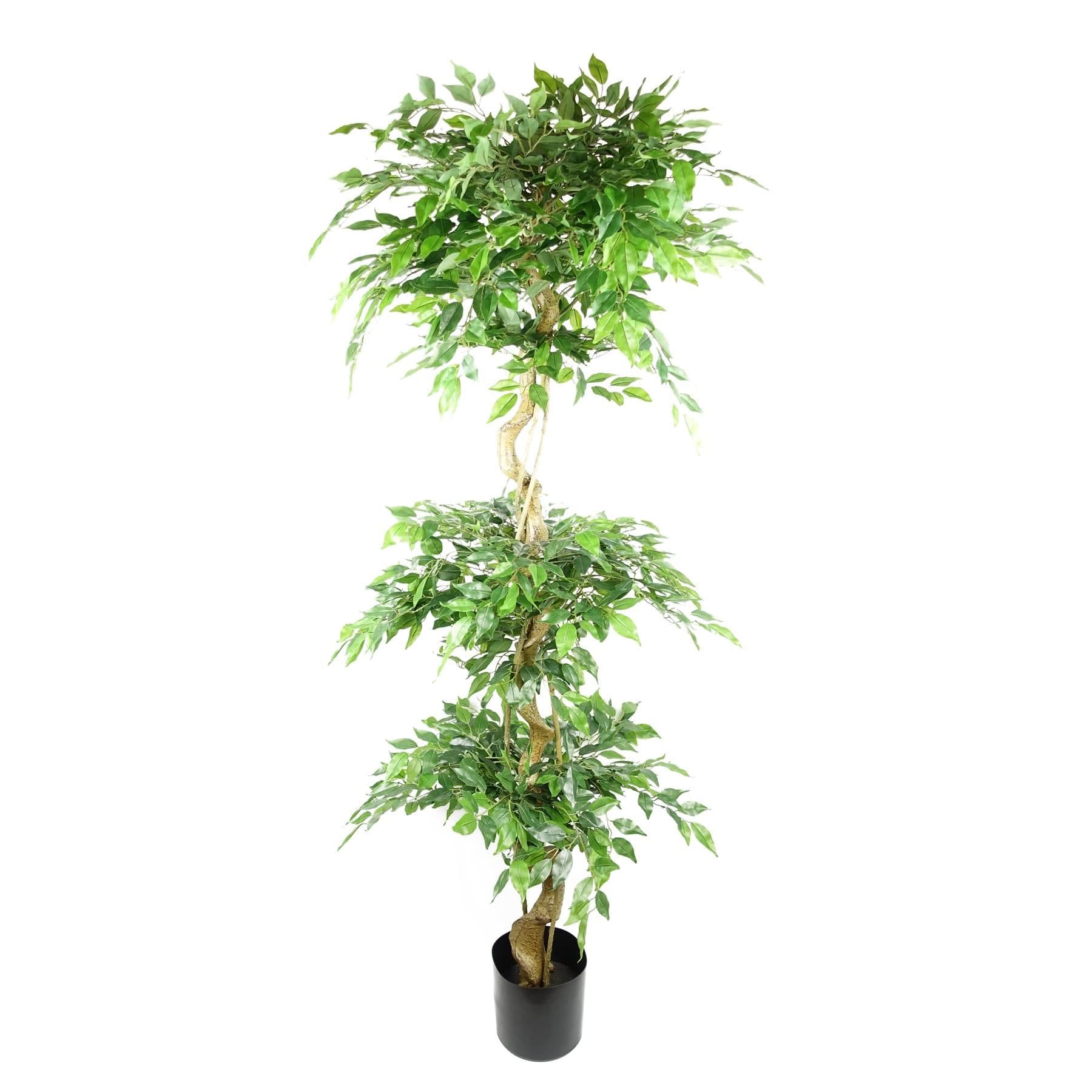 180cm Artificial Ficus Tree Triple Ball Topiary 1984 Leaves