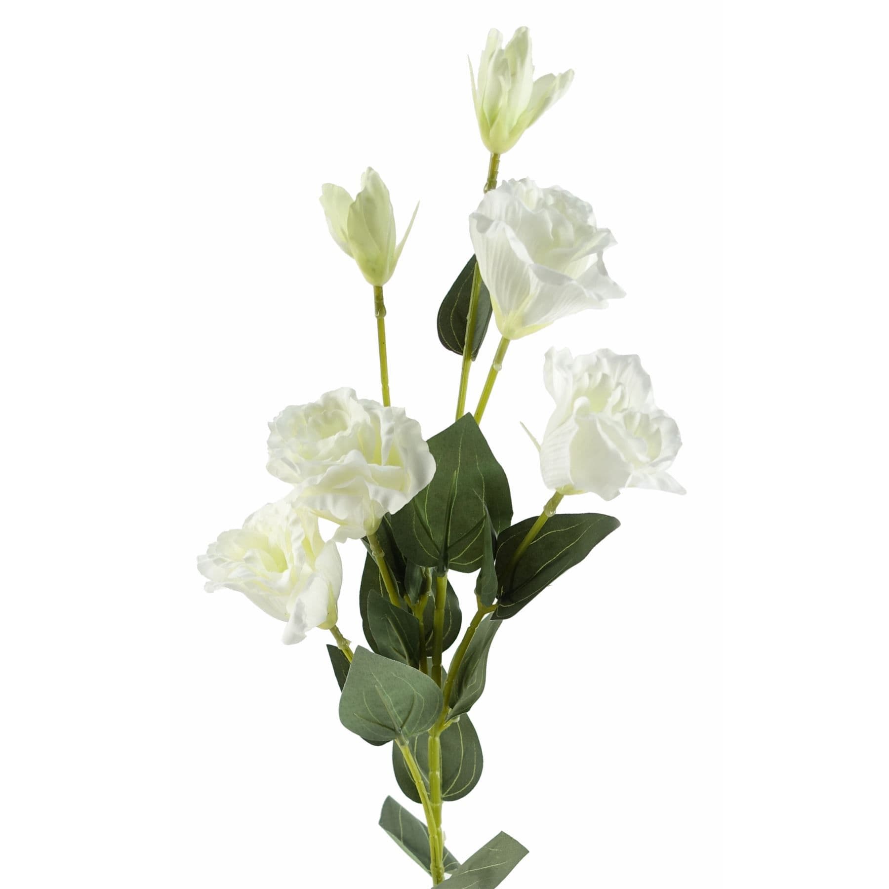 80cm Artificial White Wild Rose Stem - 6 Flowers