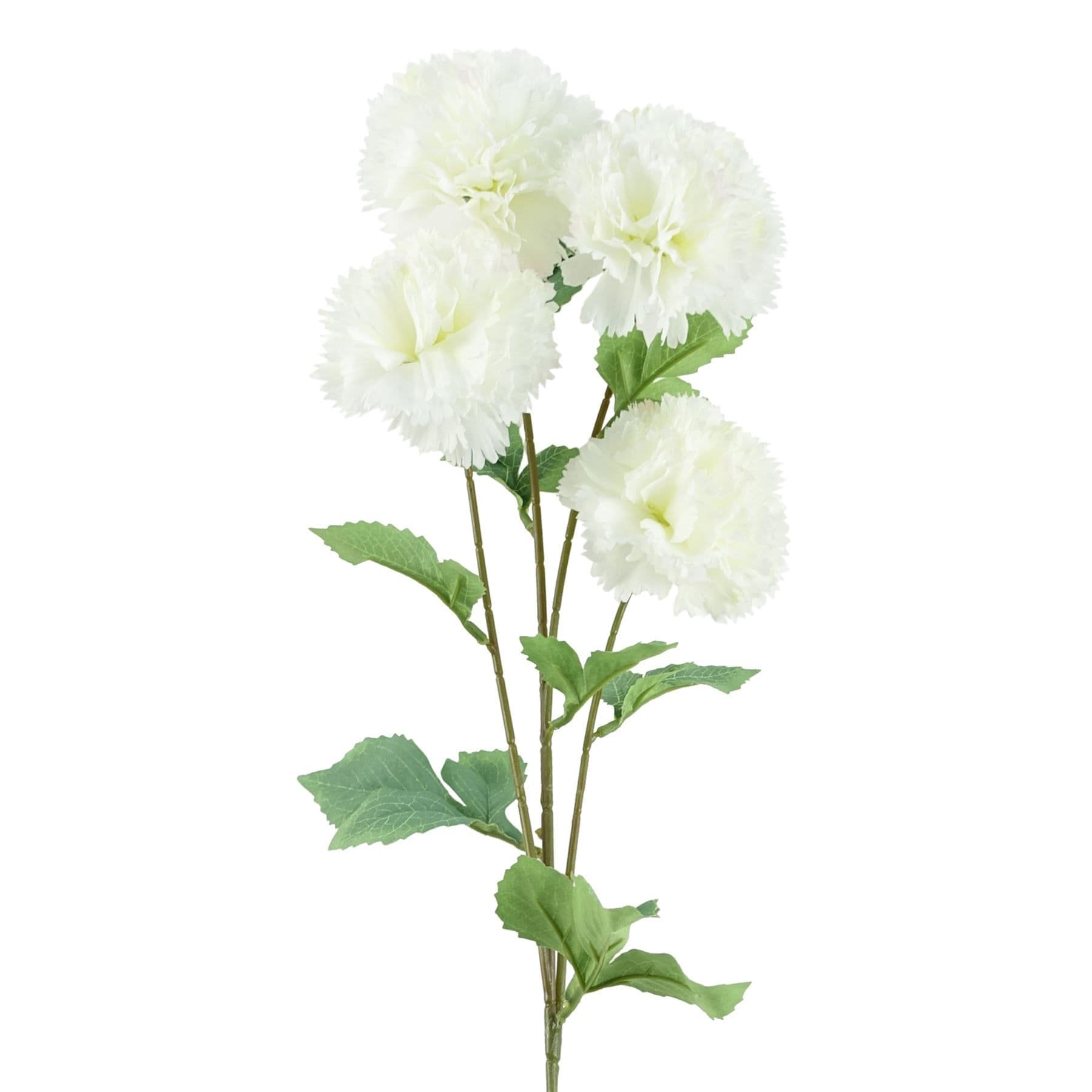70cm White Artificial Carnation Stem - 4 Flowers