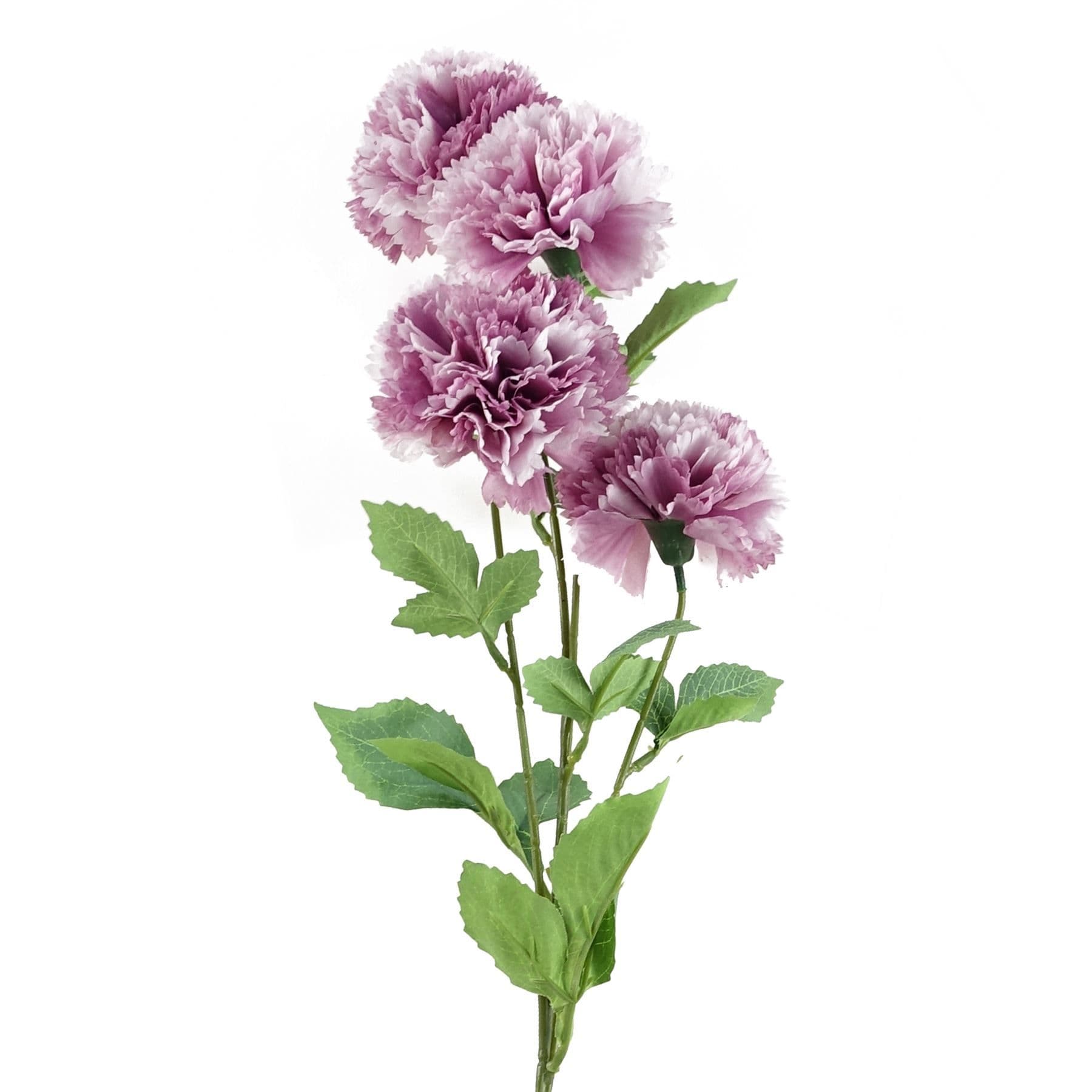 70cm Pink Artificial Carnation Stem - 4 Flowers