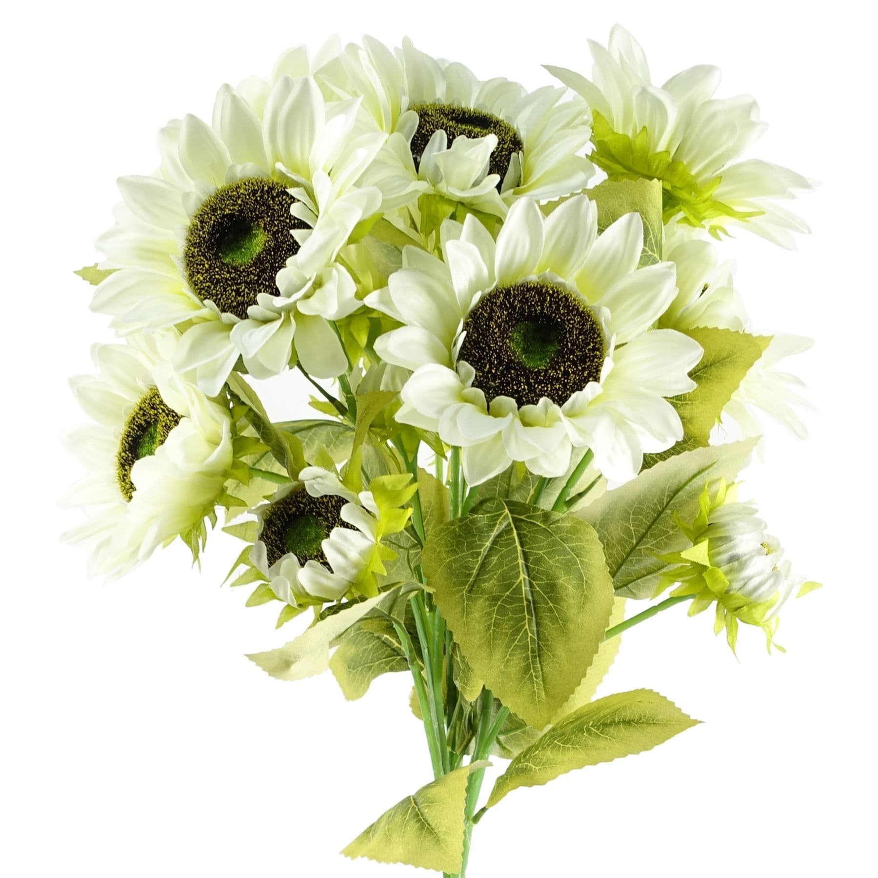 Pack of 6 x 88cm White Artificial Sunflower - 3 heads