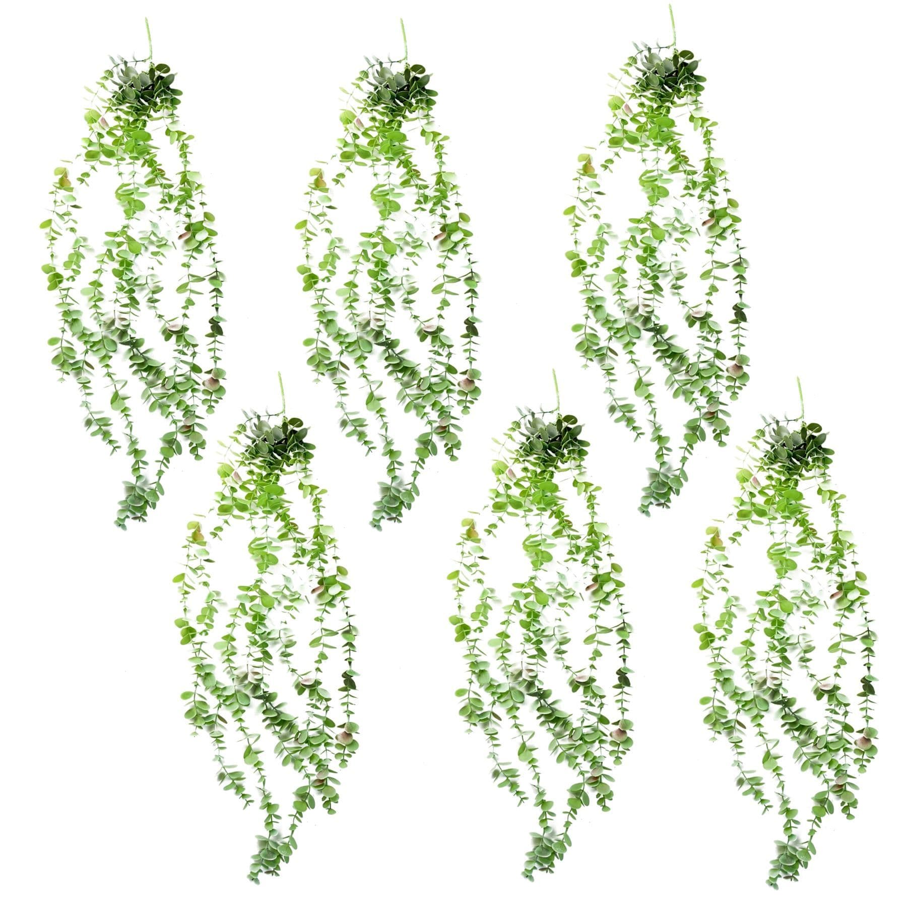 6 x 80cm Artificial Hanging Trailing Eucalyptus Plant