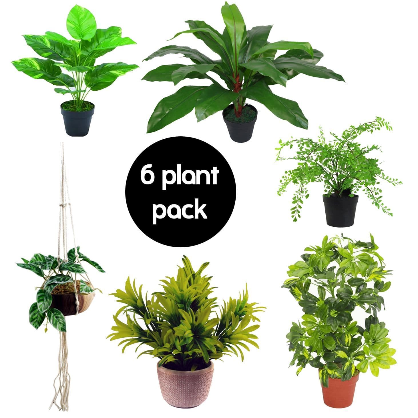 Pack of 6 Artificial Mixed Plants