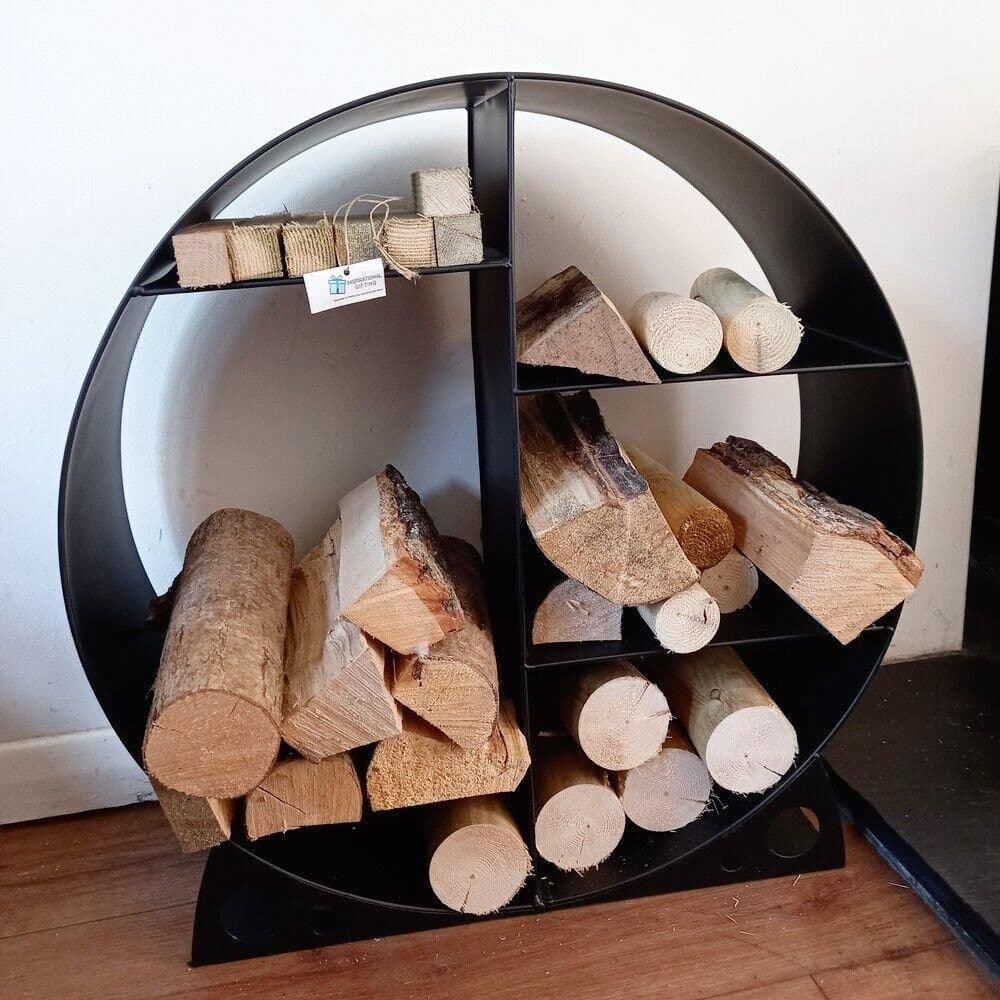 Steel Round Log Store & Shelves Metal Log Holder Log Storage