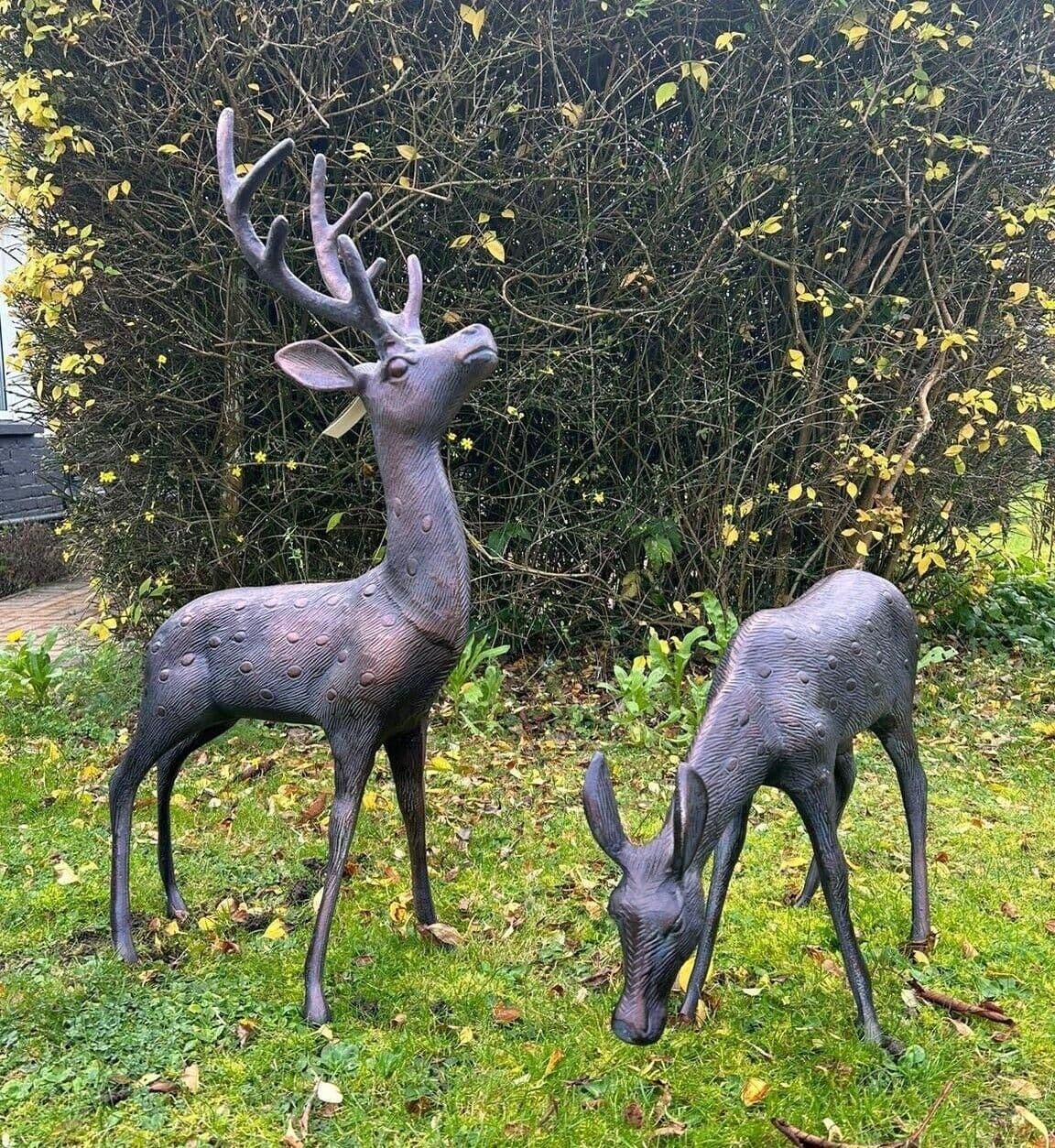 Large Stag Doe Deer Sculptures Garden Ornaments