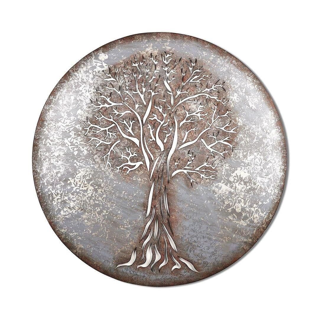 Lovely Rustic silvery metal tree life wall art screen plaque garden decor