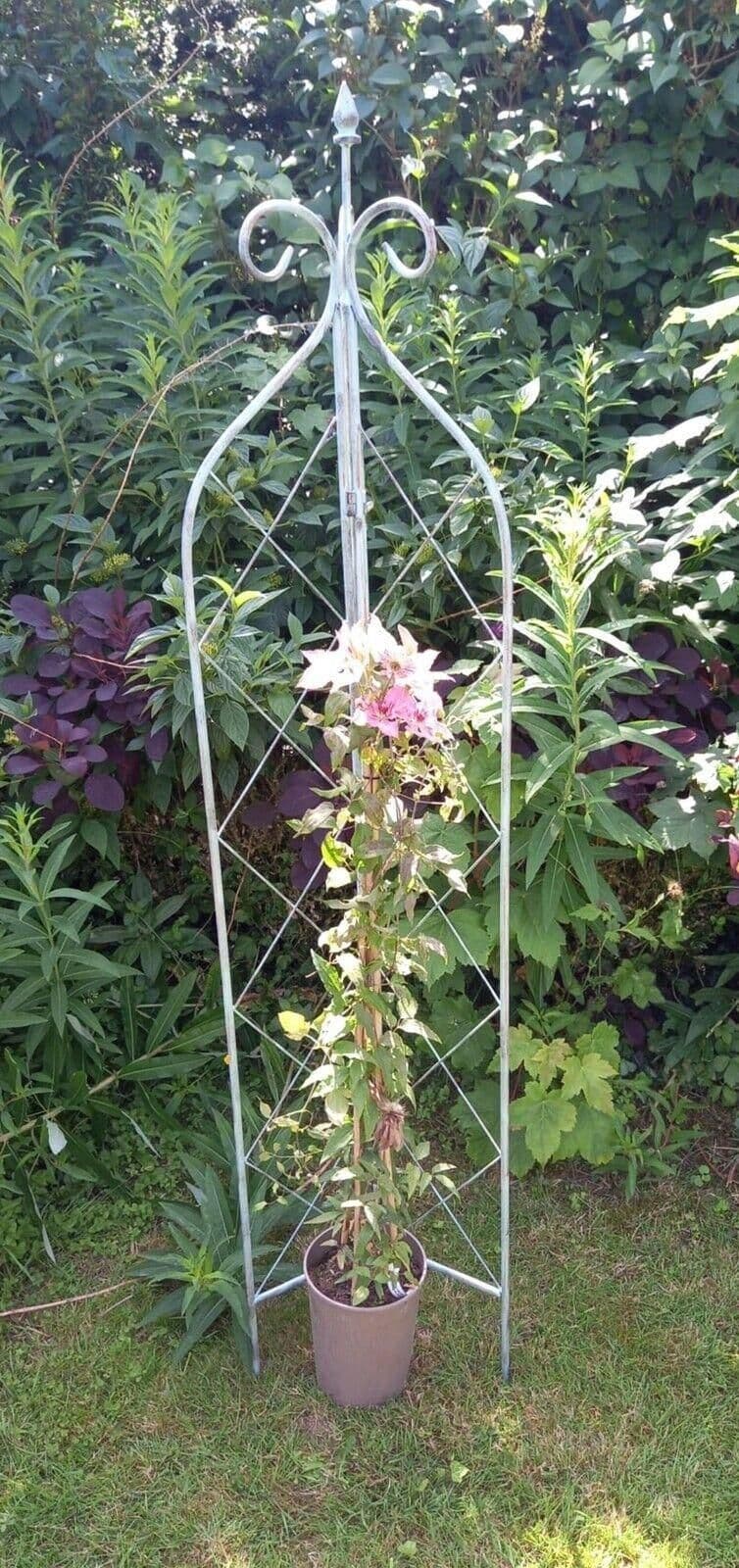 Verdigris Folding Obelisk Plant Support Stake Trellis Climbing Plants