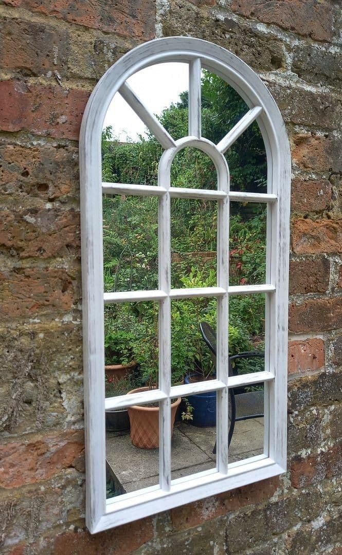 Lutterworth Arched Mirror Home or Garden Antique White
