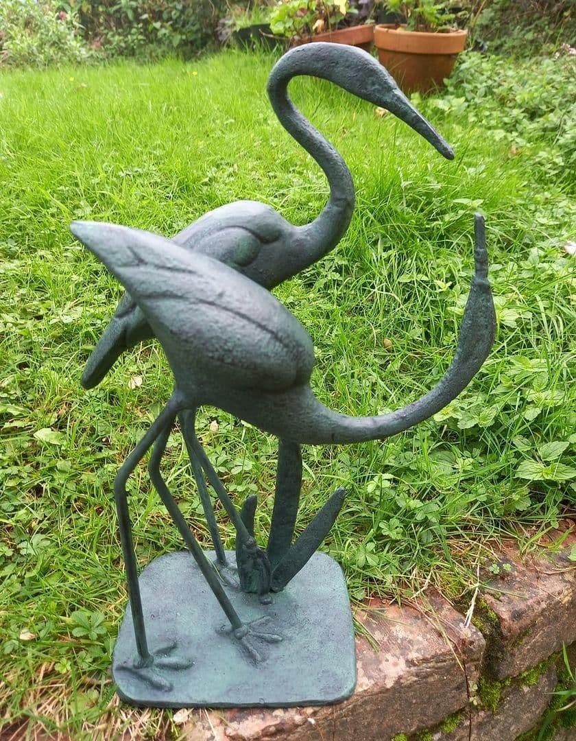 Love Cranes Garden Sculpture Cast Aluminium Bronzed Finish