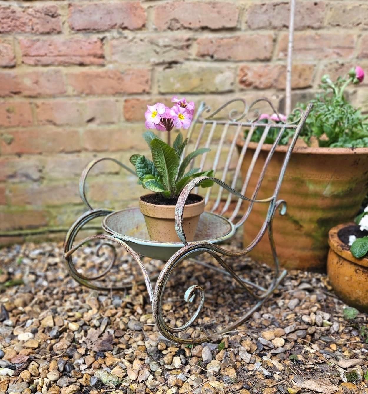 Rocking Chair Bird Bath Verdigris Metal Bird Table Beautiful Detail